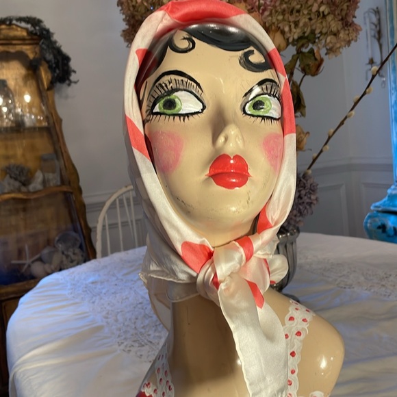 LEO NARDUCCI 100% silk scarf with coral abstract print. Made in Japan - Picture 16 of 16